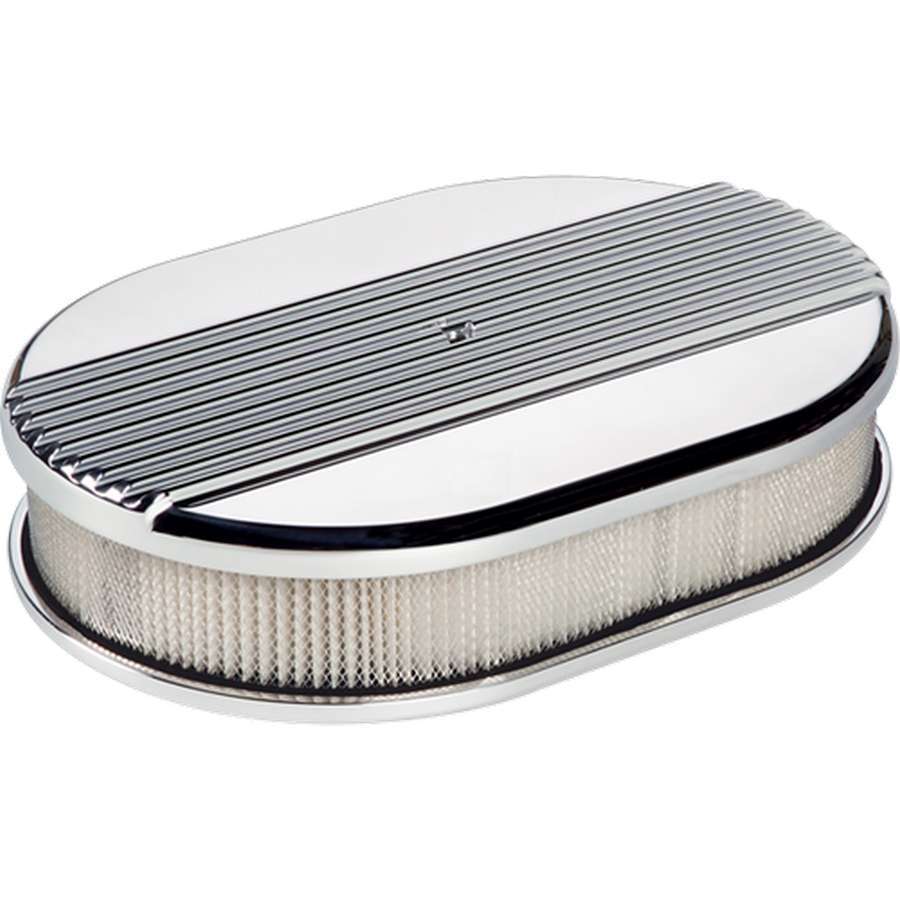 Billet Specialties Air Cleaner Assembly - 11.875 x 8.375 in Oval - 2 in Element - 5-1/8 in Carb Flange - Raised Base -