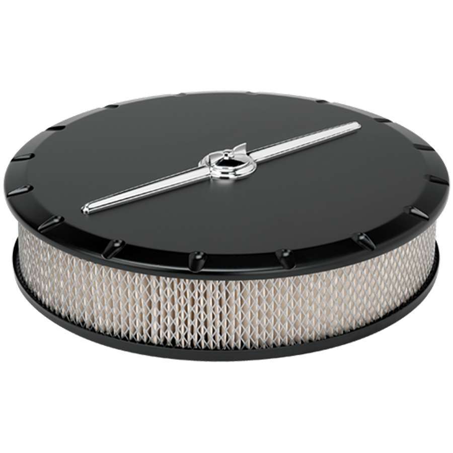 Billet Specialties Air Cleaner Assembly - Streamline - 14 in Round - 3 in Element - 5-1/8 in Carb Flange - Raised Base
