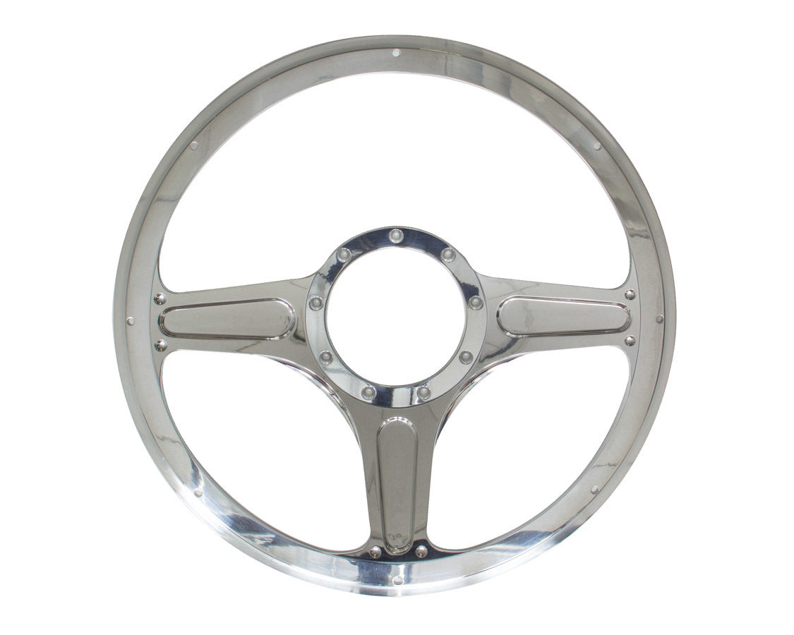Billet Specialties Steering Wheel - Street Lite - 14 in Diameter - 2 in Dish - 3-Spoke - Milled Finger Notches -