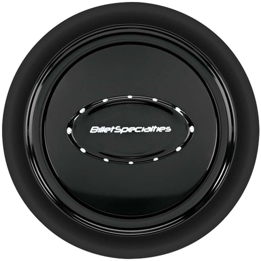Billet Specialties Horn Button - Pro Style - Smooth - Black / Silver Billet Specialties Logo - Aluminum - Black