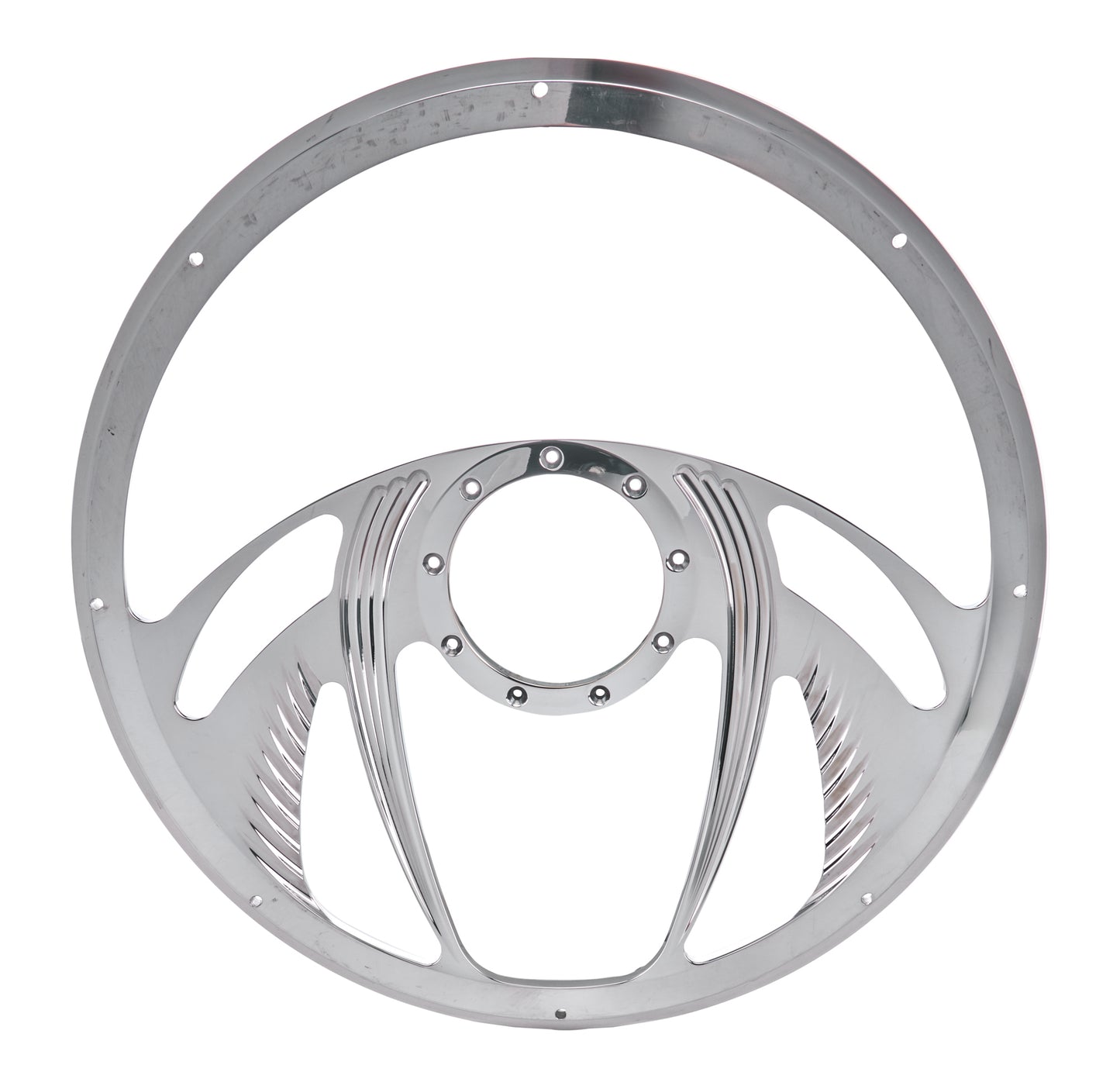 Billet Specialties Steering Wheel - Psycho - 15.5 in Diameter - 2 in Dish - 4-Spoke - Milled Finger Notches - Aluminum