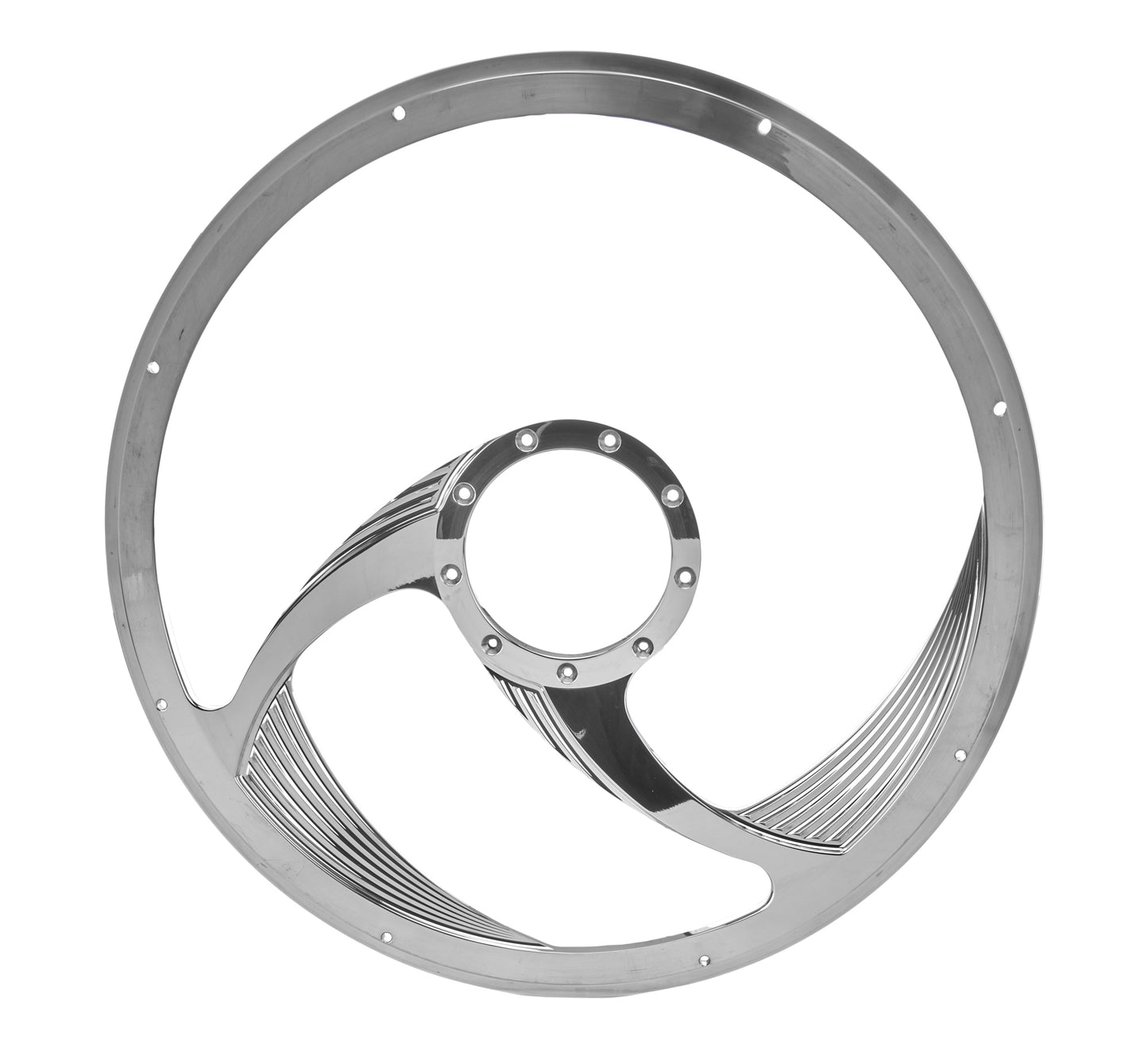 Billet Specialties Steering Wheel - Spyder ll - 15.5 in Diameter - 2 in Dish - 2-Spoke - Milled Finger Notches -