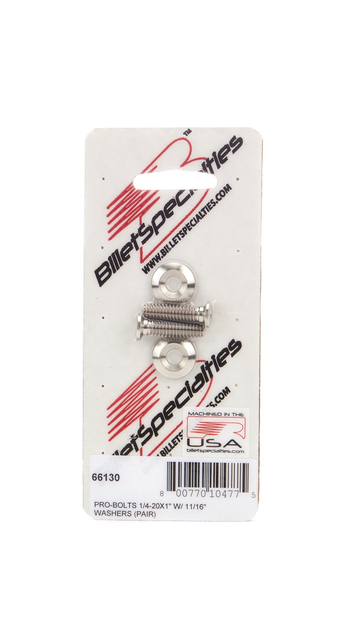 Billet Specialties Fender Bolt - Pro Bolts - 1/4-20 in - 1 in Long - 11/16 in Washer - Allen Head - Stainless -