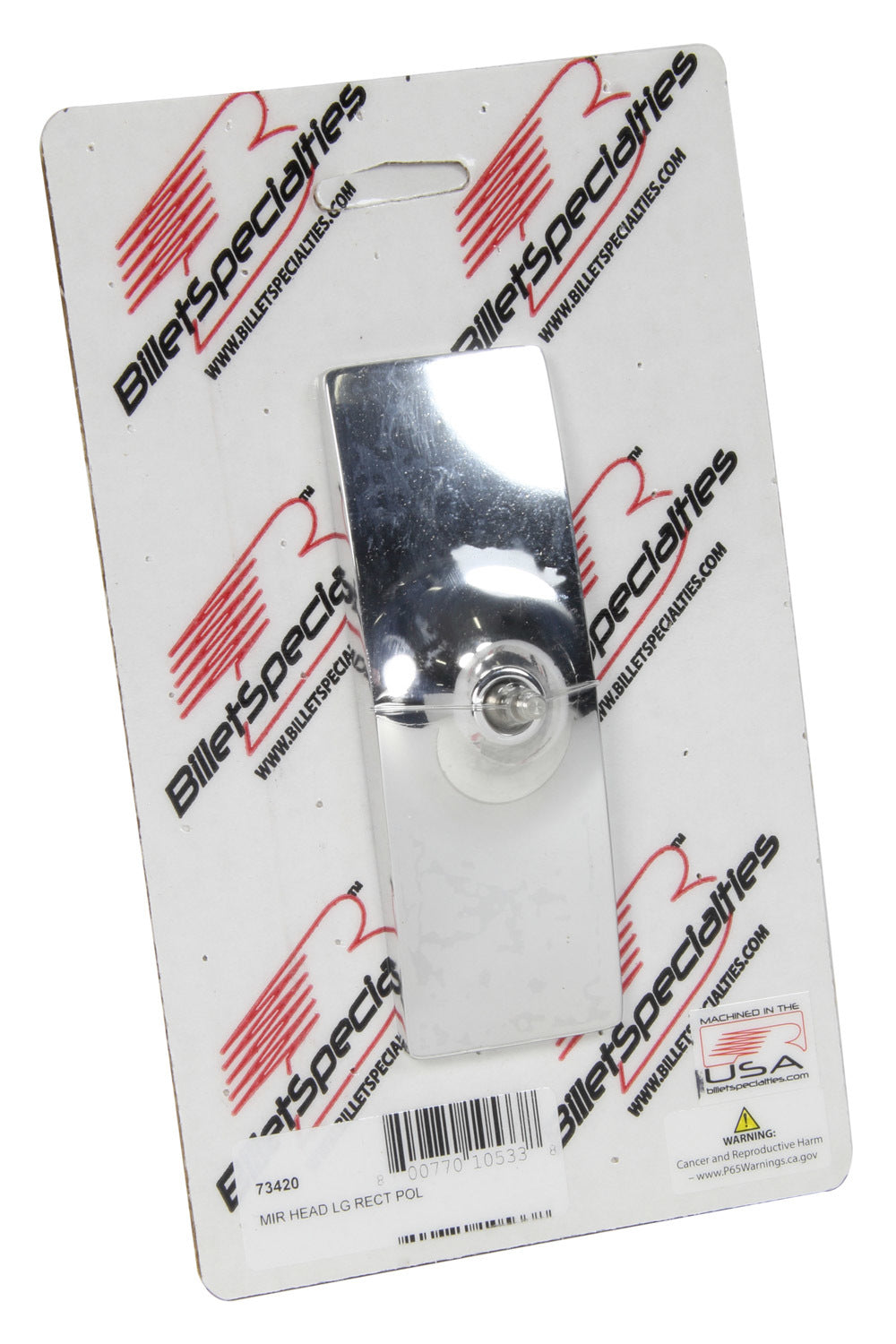 Billet Specialties Mirror - Rear View - Rectangle - 5.25 in Wide x 1.75 in Tall - Aluminum - Polished - Each