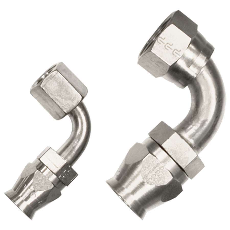 Billet Specialties Fitting - Hose End - 90 Degree - 6 AN Hose to 6 AN Female - 10 AN Hose to 10 AN Female - Stainless
