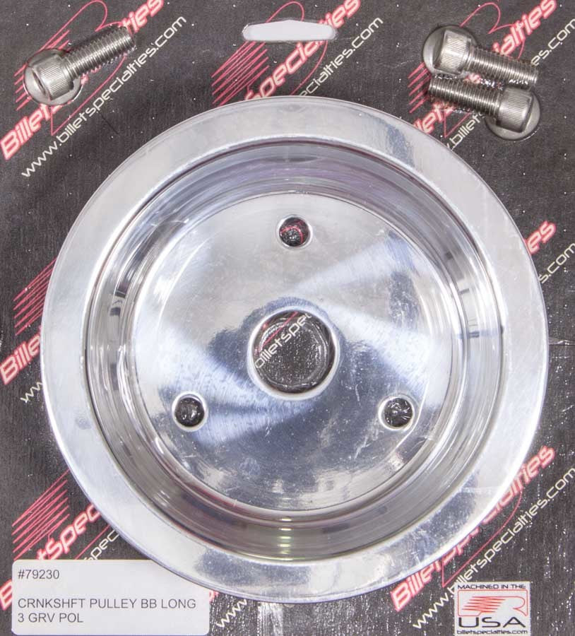 Billet Specialties Crankshaft Pulley - V-Belt - 3 Groove - 6.438 in Diameter - Hardware Included - Aluminum - Polished
