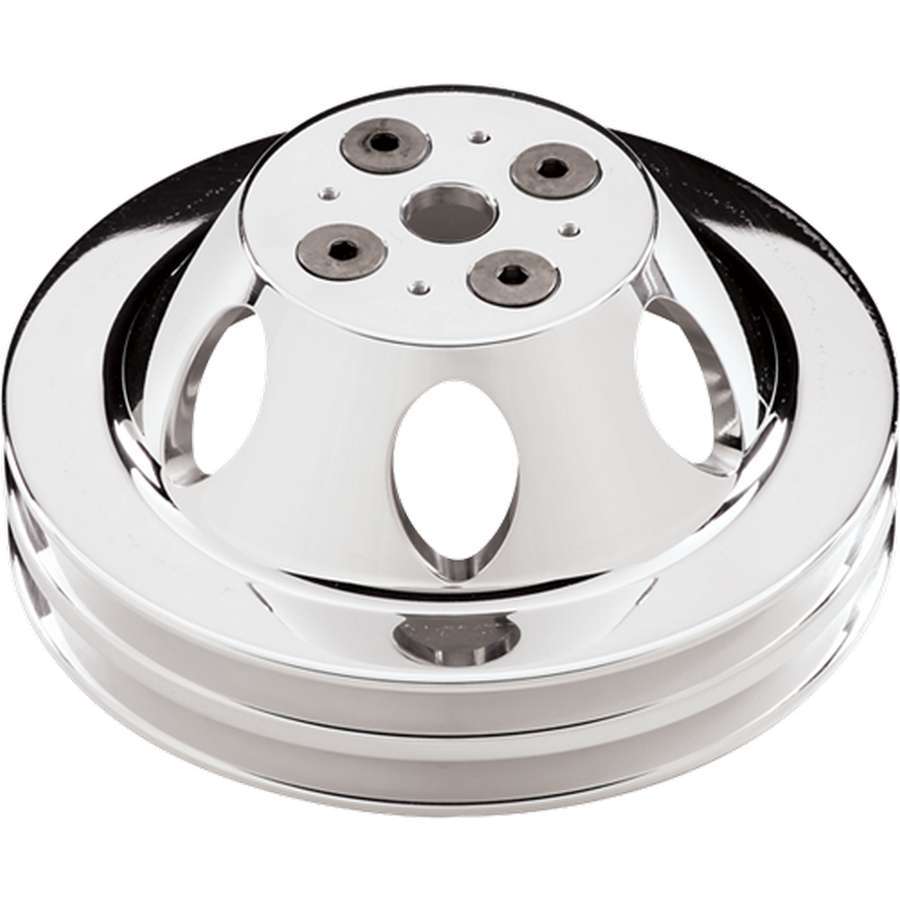 Billet Specialties Water Pump Pulley - V-Belt - 2 Groove - 6.438 in Diameter - Aluminum - Polished - Short Water Pump