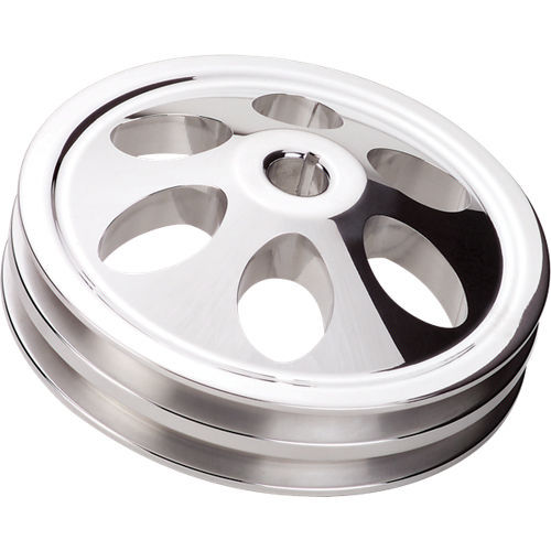 Billet Specialties Power Steering Pump Pulley - V-Belt - 2 Groove - Bolt-On - 6 in Diameter - Aluminum - Polished -