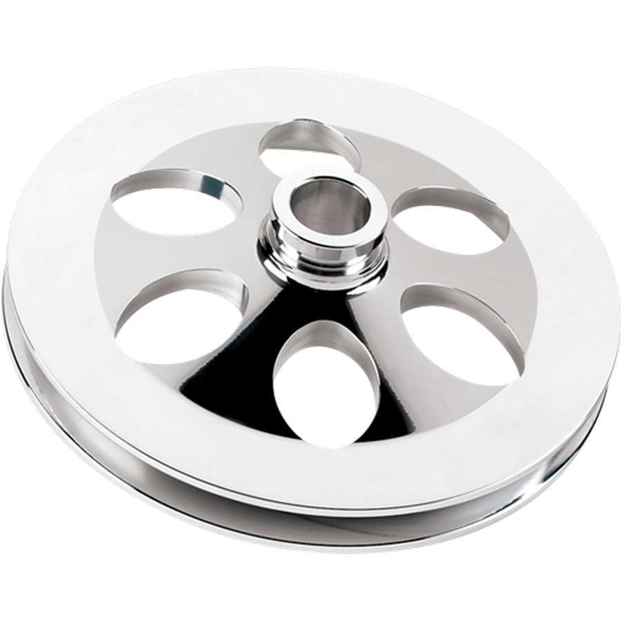 Billet Specialties Power Steering Pump Pulley - V-Belt - 1 Groove - Press-On - 6 in Diameter - Aluminum - Polished -