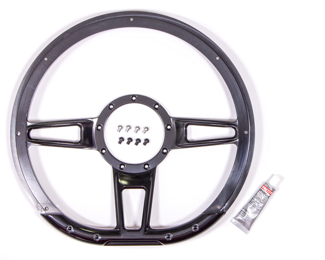 Billet Specialties Steering Wheel - Formula - 14 in Diameter - D-Shaped - 2 in Dish - 3-Spoke - Milled Finger Notches