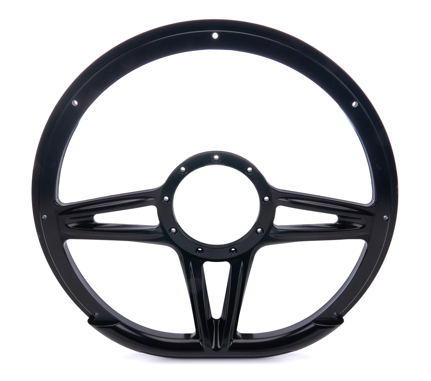 Billet Specialties Steering Wheel - Victory - D-Shape - 14 in Diameter - 2 in Dish - 3-Spoke - Milled Finger Notches -