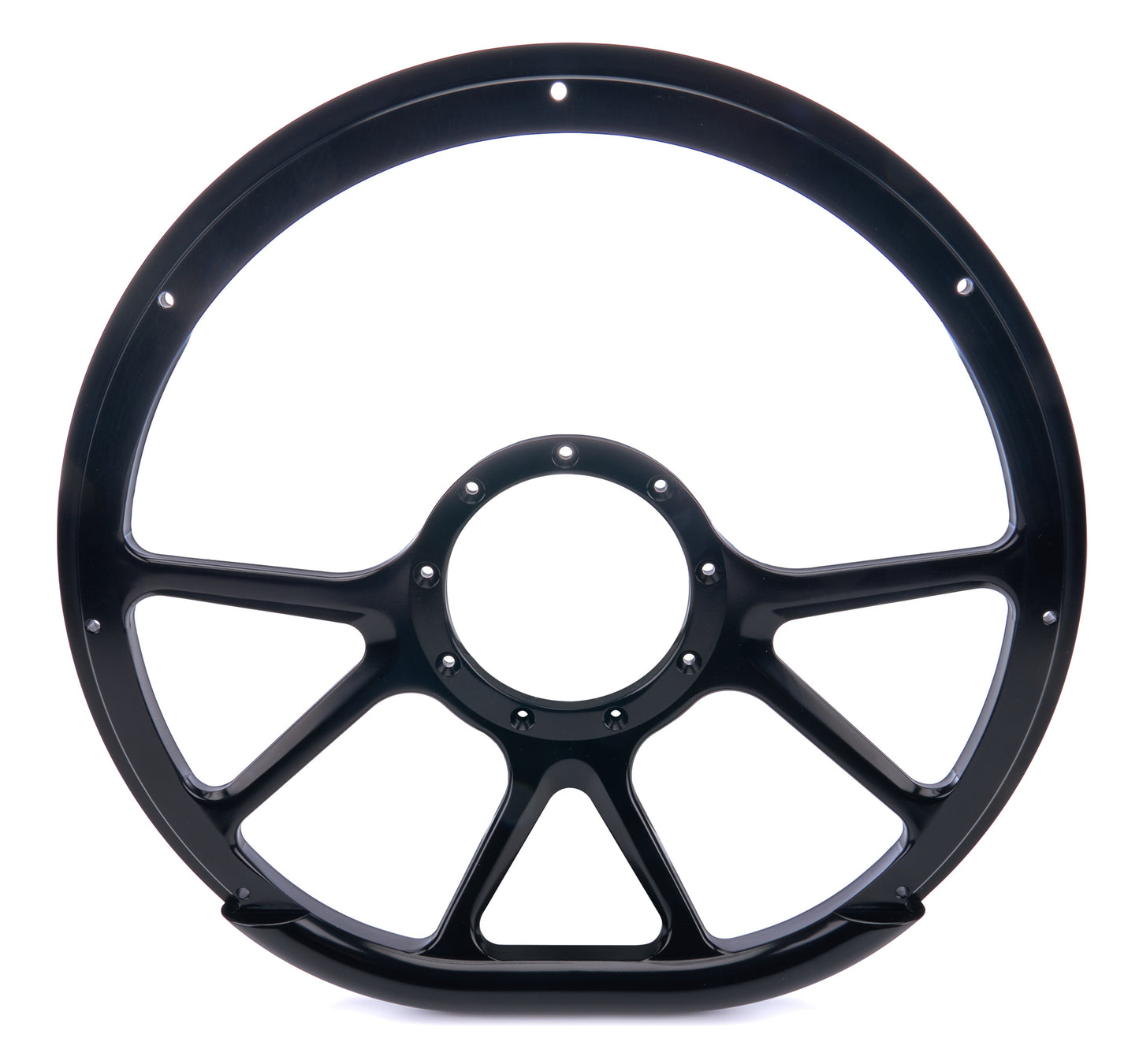 Billet Specialties Steering Wheel - Prism - 14 in Diameter - D-Shaped - 2 in Dish - 6 Spoke - Milled Finger Notches -