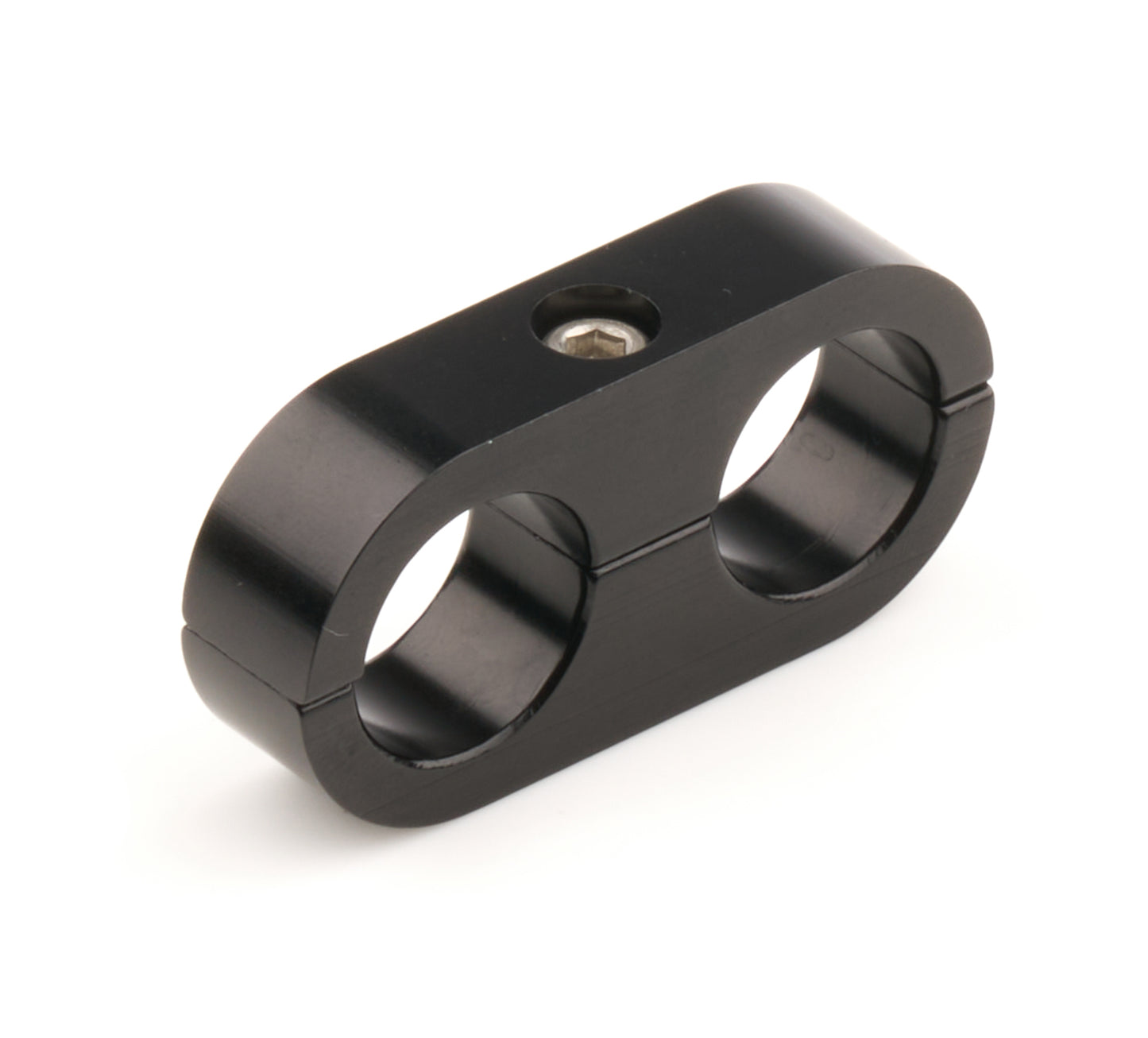 Billet Specialties Hose / Tube Separators - Two 0.562 in Holes - Stainless Hardware - Aluminum - Black Anodized - Each
