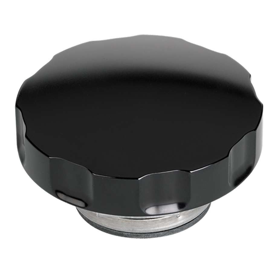 Billet Specialties Radiator Cap - 16 lb - Round - Notch Grip - Aluminum - Smooth - Black Anodized - Each
