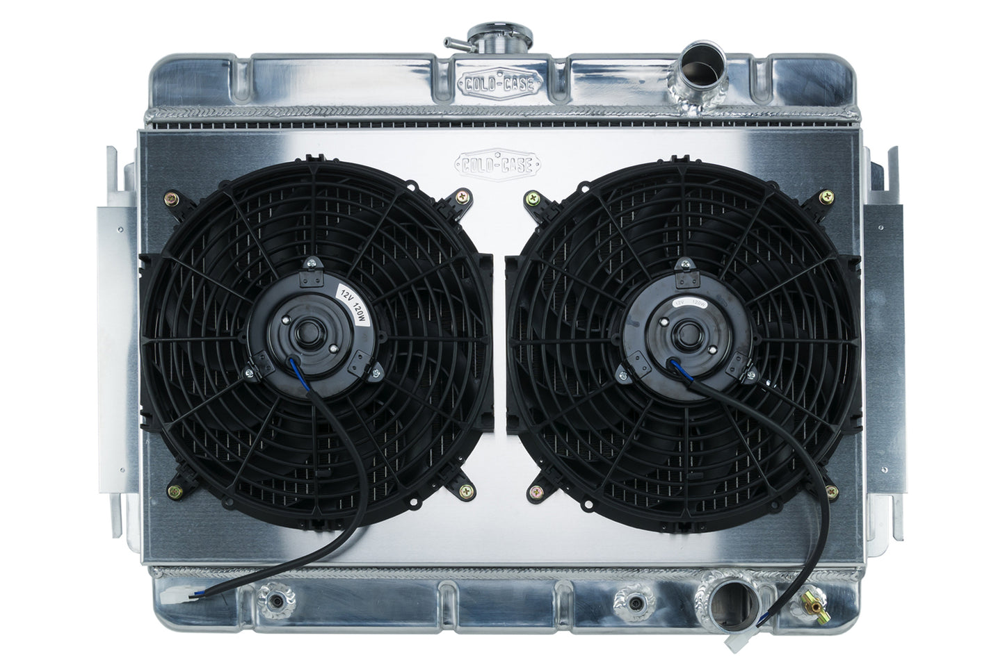Cold Case Radiators Radiator and Fan - 27.75 in W x 20.125 in H x 3 in D - Dual Fans - Passenger Side Inlet -