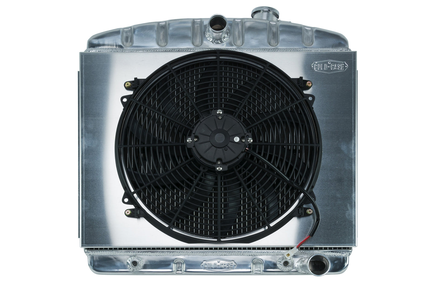Cold Case Radiators Radiator and Fan - 23.5 in W x 23.5 in H x 3 in D - Center Inlet - Passenger Side Outlet -