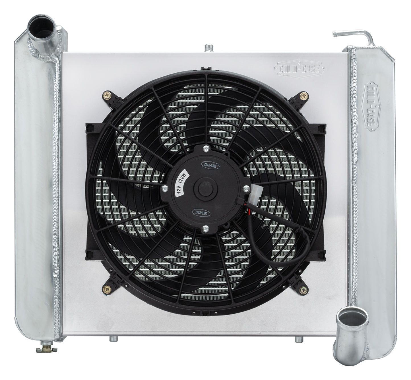 Cold Case Radiators Radiator and Fan - 22.5 in W x 22.75 in H x 6.75 in D - Driver Side Inlet - Passenger Side Outlet