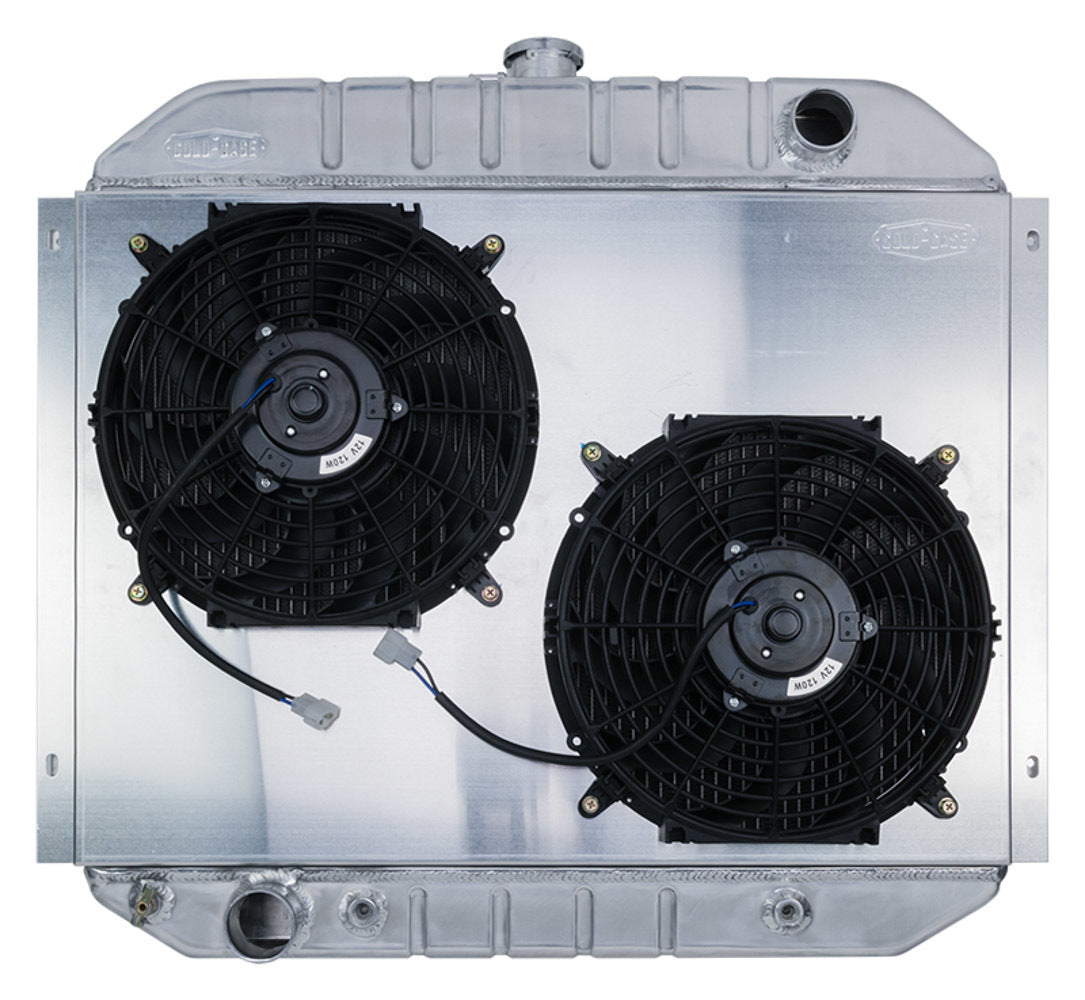 Cold Case Radiators Radiator and Fan - 29.7 in W x 26.5 in H x 3 in D - Dual Fans - Passenger Side Inlet - Driver Side