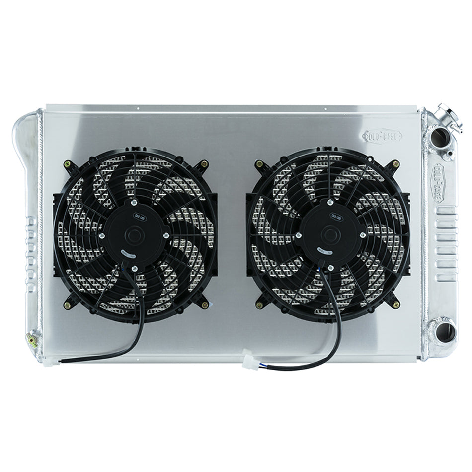Cold Case Radiators Radiator and Fan - 34.21 in W x 18.82 in H x 3 in D - Dual Fans - Passenger Side Inlet - Passenger