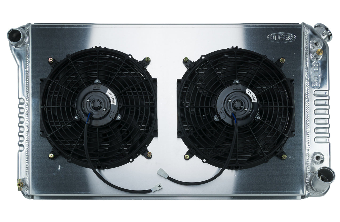 Cold Case Radiators Radiator and Fan - 34 in W x 18.6 in H x 3 in D - Dual Fans - Driver Side Inlet - Passenger Side