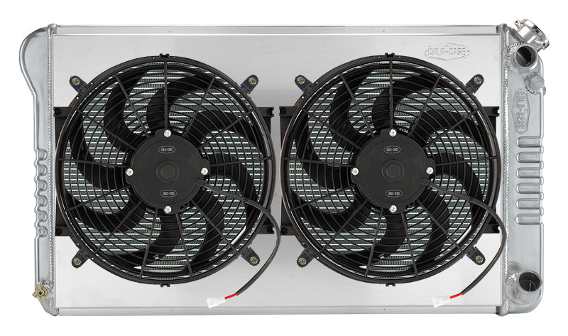 Cold Case Radiators Radiator and Fan - 34.21 in W x 18.82 in H x 3 in D - Dual Fans - Passenger Side Inlet - Passenger