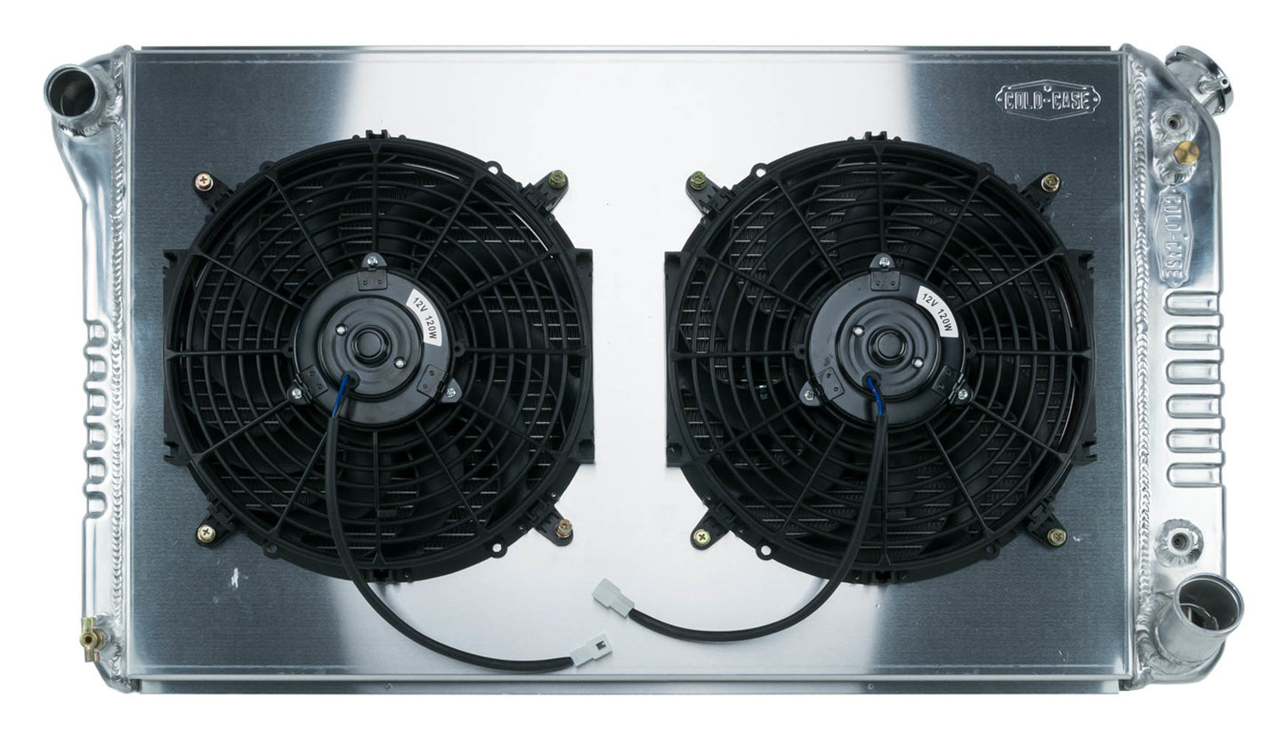Cold Case Radiators Radiator and Fan - 34 in W x 18.6 in H x 6.75 in D - Dual Fans - Driver Side Inlet - Passenger