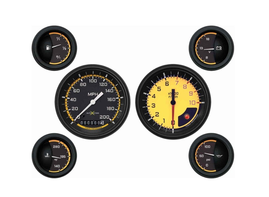 Classic Instruments Gauge Kit - Auto Cross - Fuel Level / Oil Pressure / Speedometer / Tachometer / Voltmeter / Water