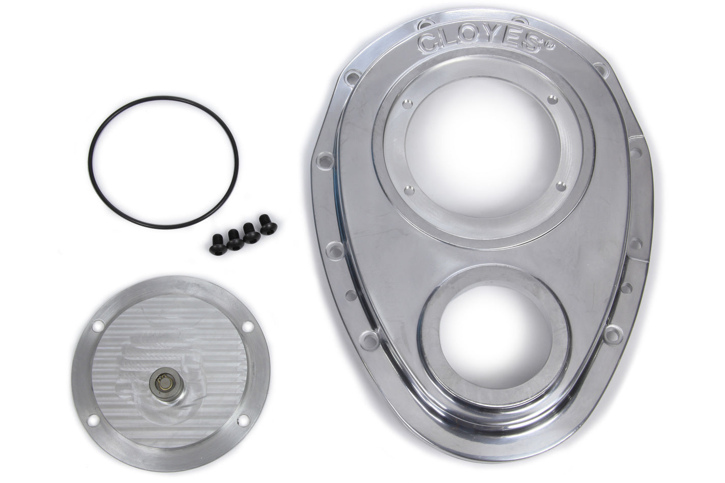 Cloyes Timing Cover - Quick Button - 2-Piece - Aluminum - Polished - Big Block Snout - Rocket Block - Small Block