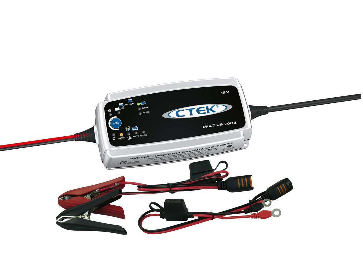 Ctek Battery Charger - Multi US 7002 - AGM - 12V - 7 amps - Indicator Lights - 8 Step Charging Program - Splash / Dust