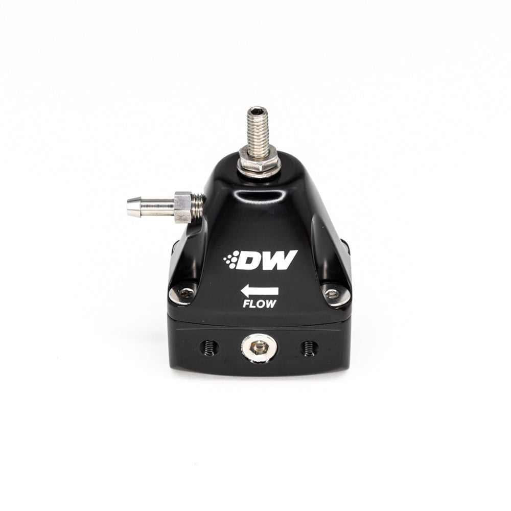 Deatschwerks Fuel Pressure Regulator - 30 to 100 psi - In-Line - 6 AN Inlets / Outlet - 3/16 in Vacuum Line - 1/8 in