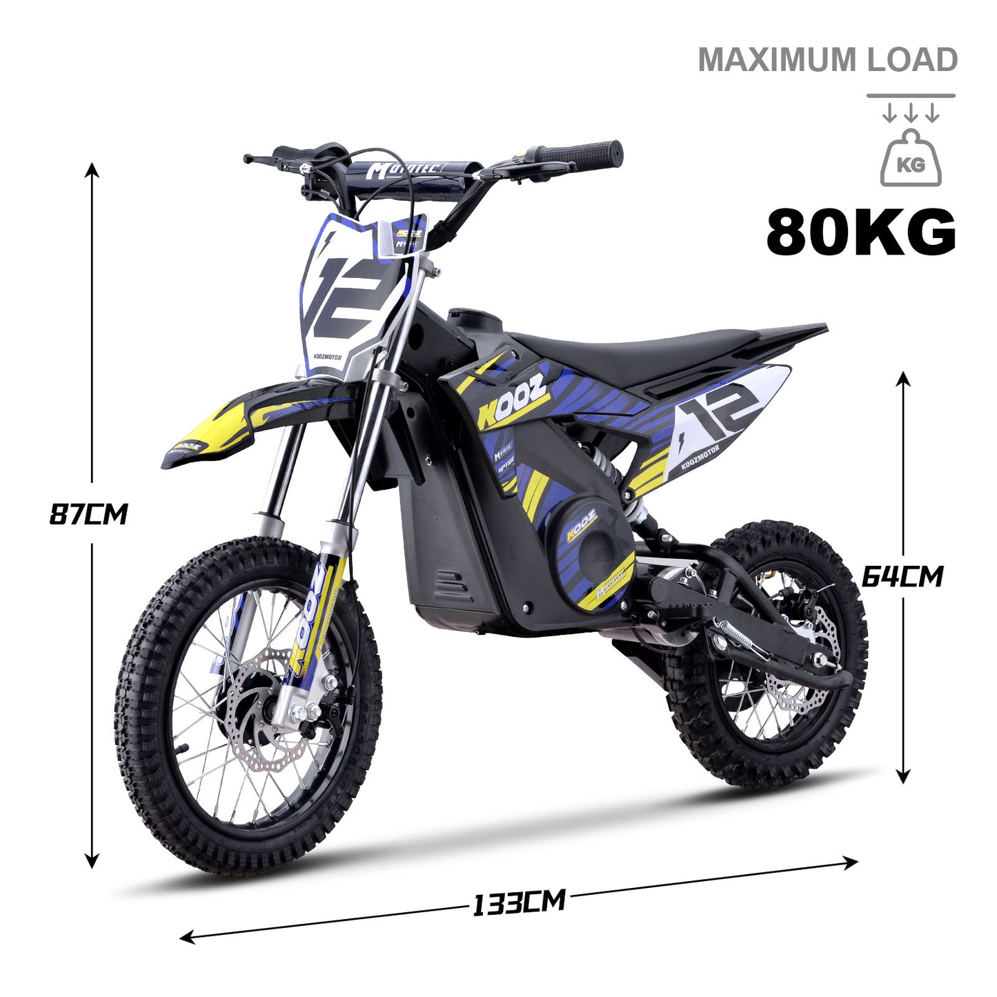 MotoTec 36V 1000W (HP112E) Electric Dirt Bike Blue - view 7