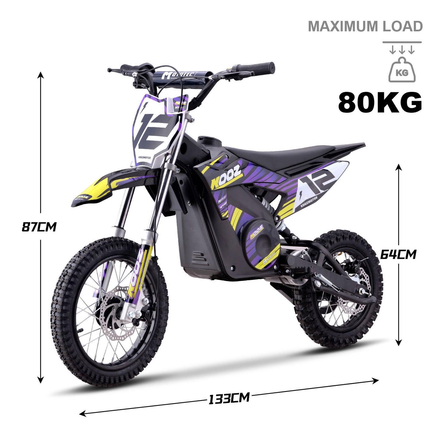 MotoTec 36V 1000W (HP112E) Electric Dirt Bike Purple - view 7