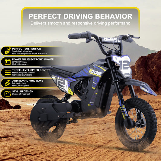 MotoTec 36V 300W (HP122E) Electric Dirt Bike Blue - view 2
