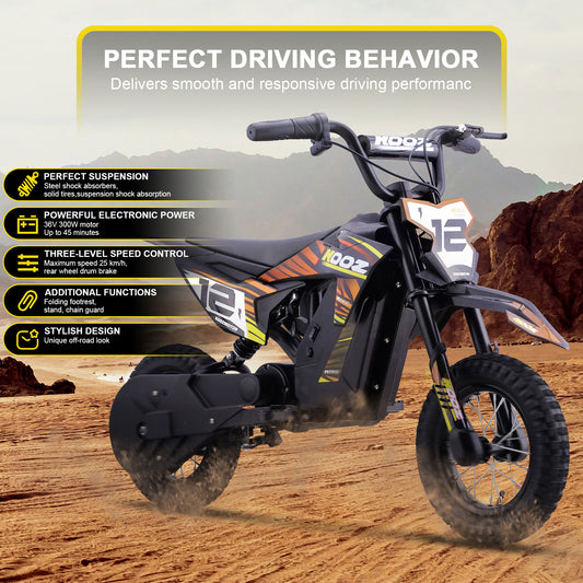 MotoTec 36V 300W (HP122E) Electric Dirt Bike Orange - view 2