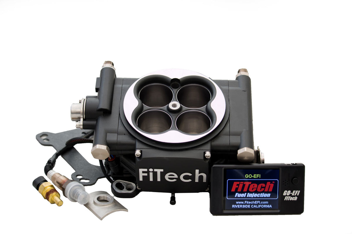 Fitech Fuel Injection Fuel Injection - Go EFI 4 - Throttle Body - Square Bore - 80 lb/hr Injectors - Aluminum - Black
