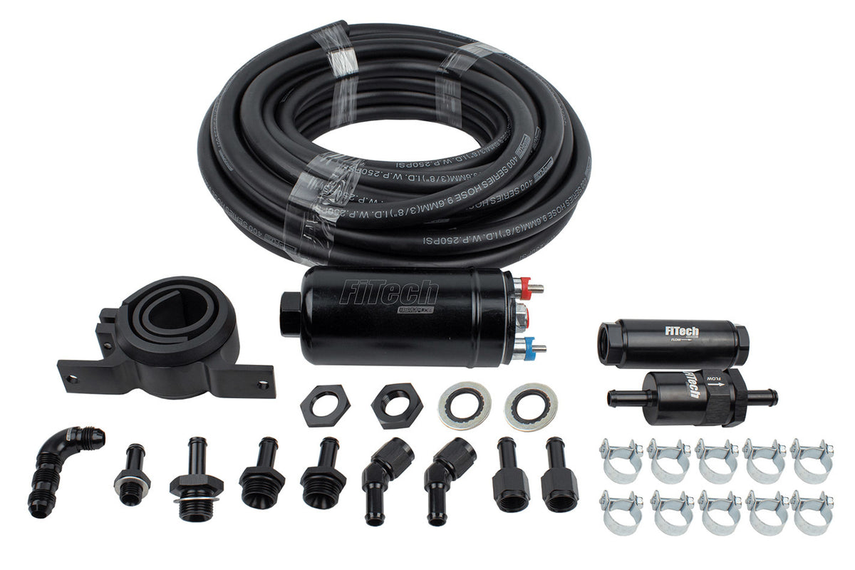 Fitech Fuel Injection Fuel Pump - GO EFI - Electric - In-Line - 255 lph - 40 ft 3/8 Fuel Line / Filter / Hardware