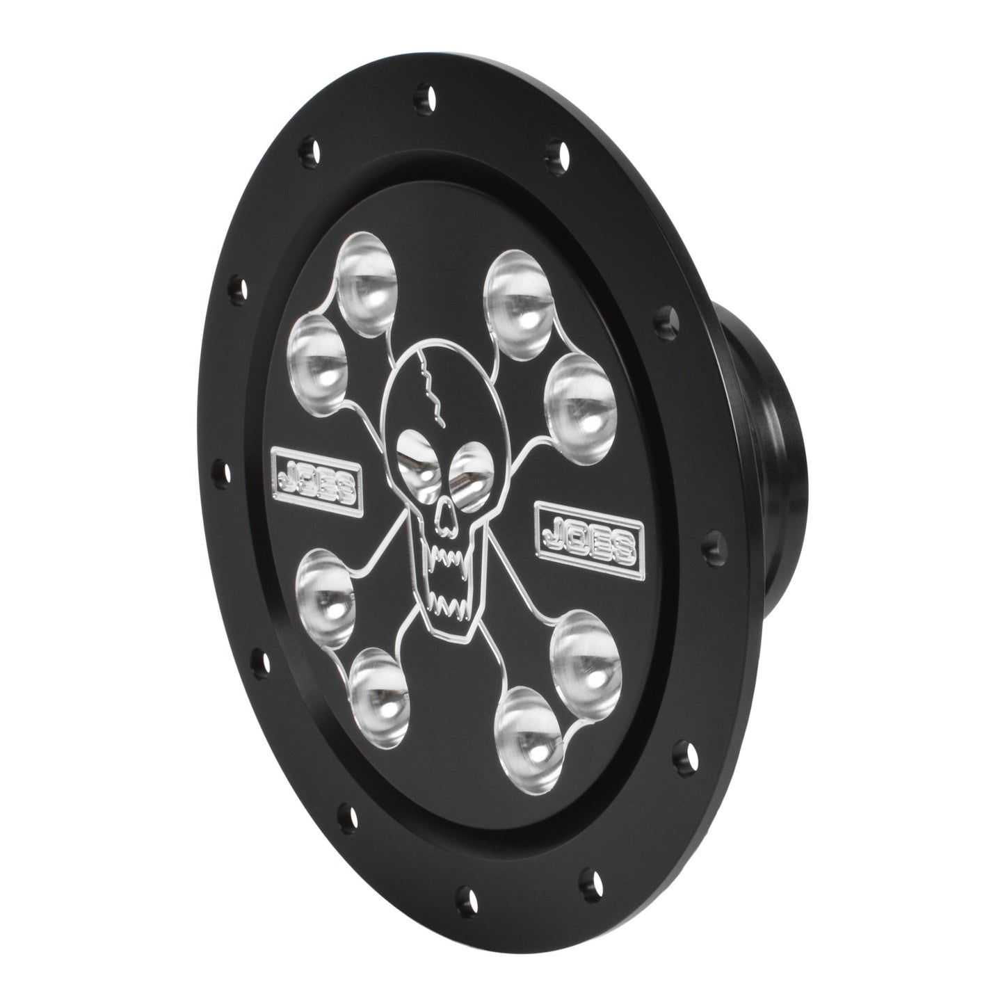 Joes Racing Products Fuel Filler Cap Assembly - Screw-On Cap - Flush Remote Mount - 12-Bolt Flange - 2-1/4 in Hose
