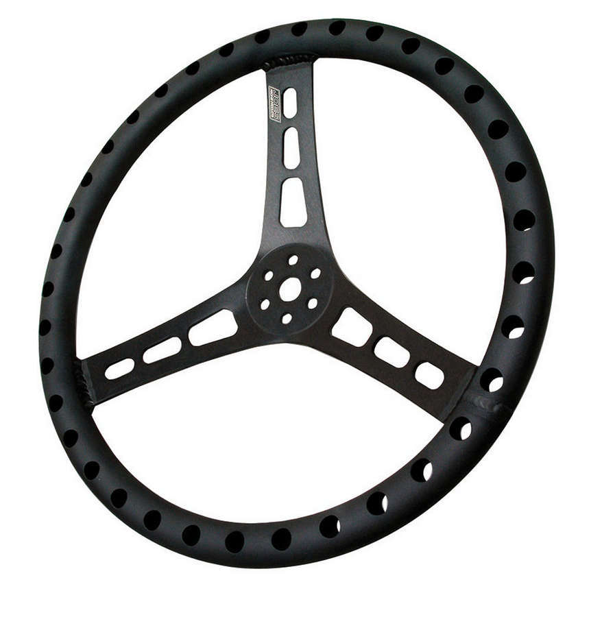Joes Racing Products Steering Wheel - Lightweight - 13 in Diameter - 2.5 in Dish - 3-Spoke - Drilled / Shot Peened
