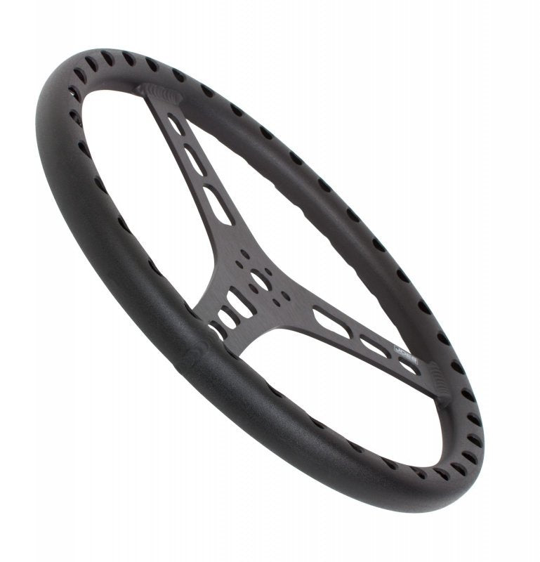 Joes Racing Products Steering Wheel - Lightweight - 13 in Diameter - Flat - 3-Spoke - Drilled / Shot Peened Grip -