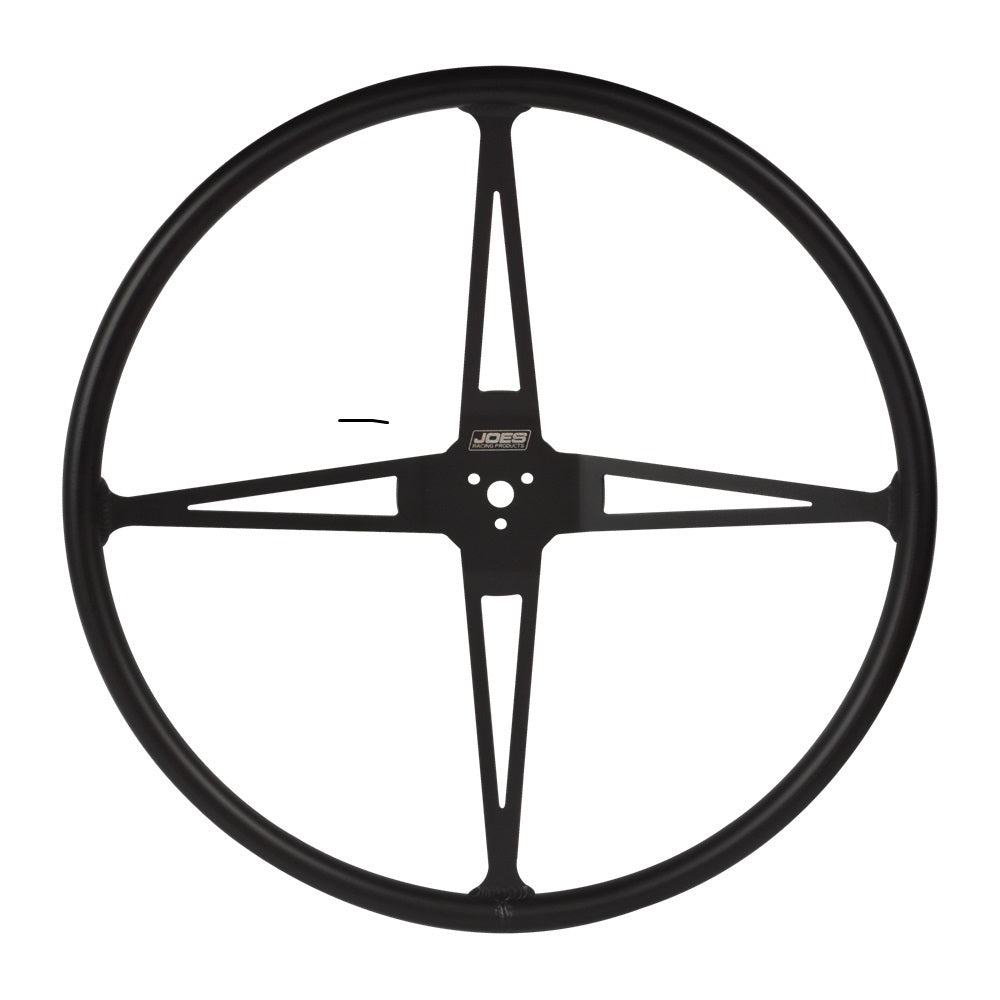 Joes Racing Products Steering Wheel - Pit Steering - 22 in Diameter - 4 in Dish - 4-Spoke - Aluminum - Black Powder