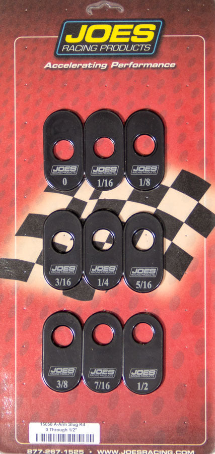 Joes Racing Products Control Arm Caster Slug - 1/2 in ID Hole - 0 to 1/2 in Offset - Aluminum - Black Anodized - Joes