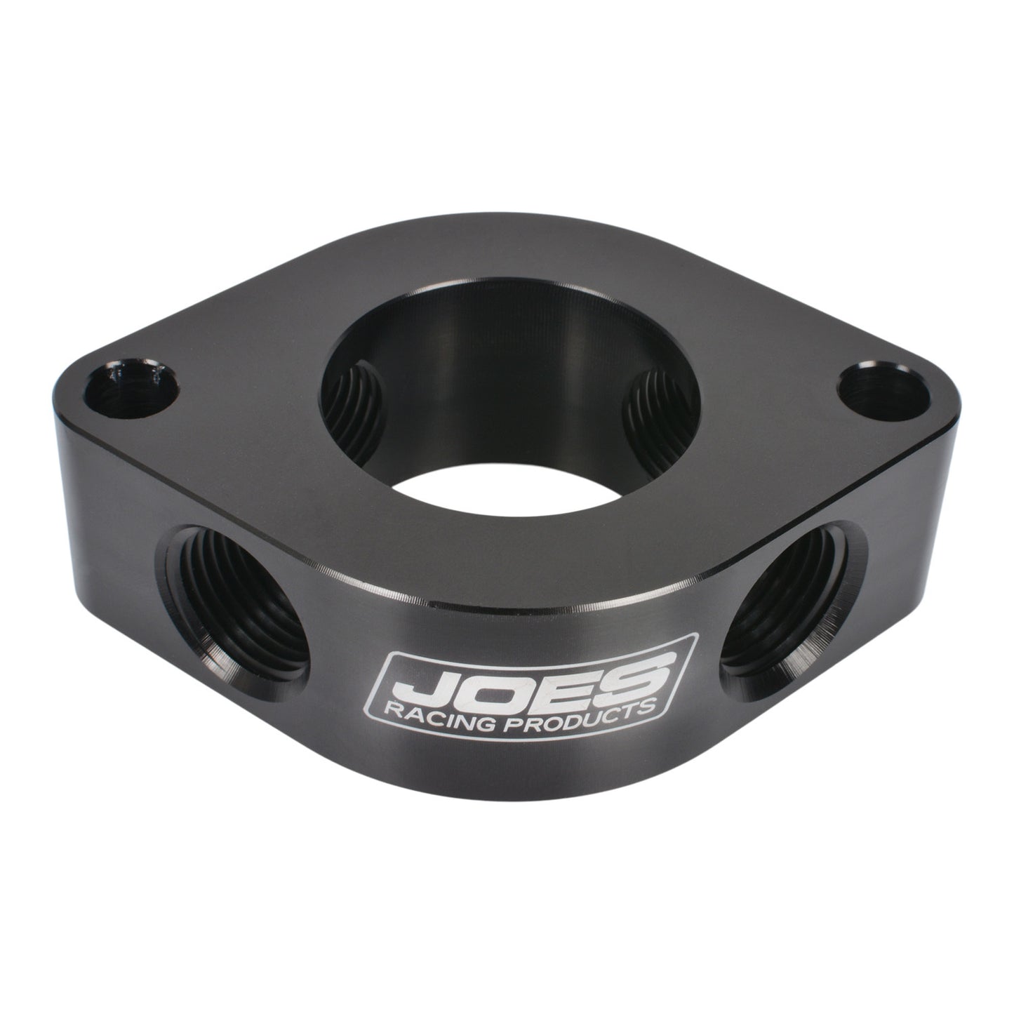 Joes Racing Products Water Neck Spacer - 1-1/8 in Thick - Four 1/2 in NPT Female Ports - O-Ring - Aluminum - Black