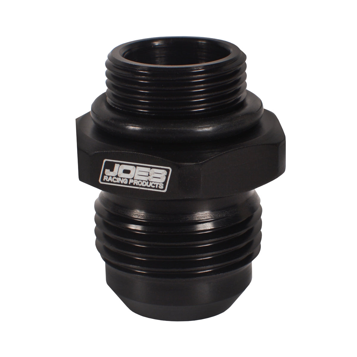 Joes Racing Products Fitting - Adapter - Straight - 22 mm x 1.50 Male O-Ring to 12 AN Male - Aluminum - Black Anodized