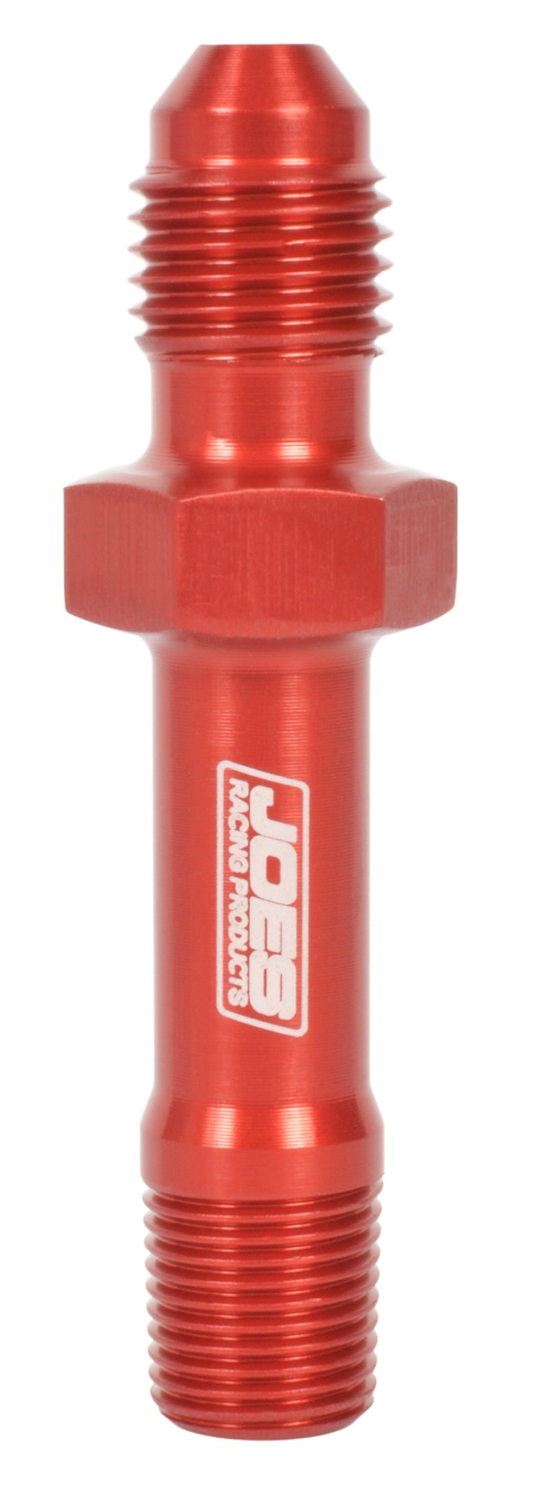 Joes Racing Products Fitting - Adapter - Straight - 4 AN Male to 1/8 in NPT Male - 2.25 in long - Aluminum - Black