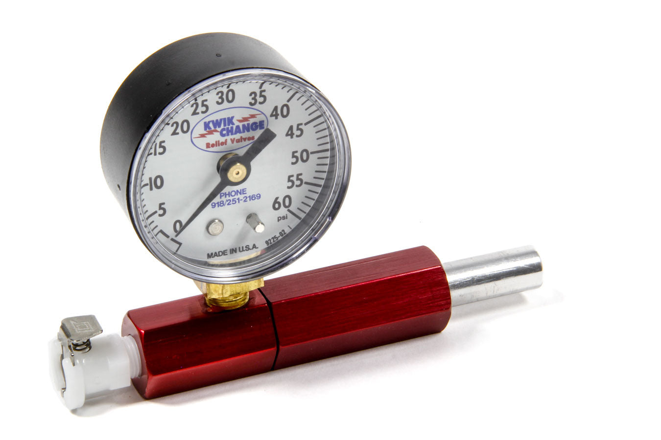 Kwik Change Products Tire Pressure Relief Valve Setting Tool - 0-60 psi Gauge - Aluminum / Steel - Red - Each