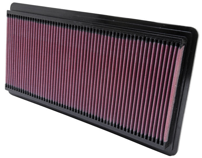 K And N Engineering Air Filter Element - Panel - 16.063 x 8 in - 1.125 in Tall - Reusable Cotton - Red - Chevy
