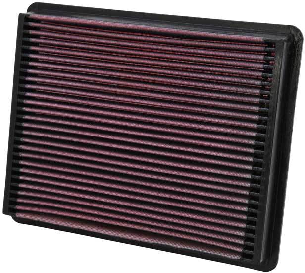 K And N Engineering Air Filter Element - Panel - 12.5 x 9.875 in - 1.625 in Tall - Reusable Cotton - Red - GM Fullsize