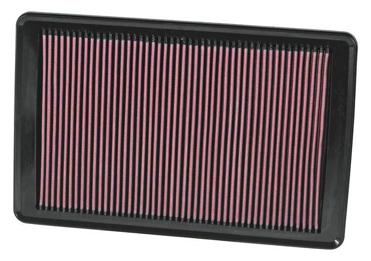 K And N Engineering Air Filter Element - Panel - 14.75 x 9.5 in - 0.875 in Tall - Reusable Cotton - Red - Opel GT /