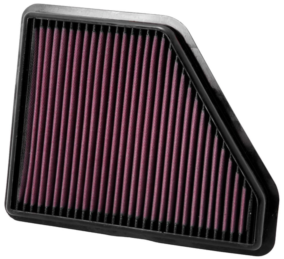 K And N Engineering Air Filter Element - Panel - 11 x 8.875 in - 1.25 in Tall - Reusable Cotton - Red - GM Compact SUV