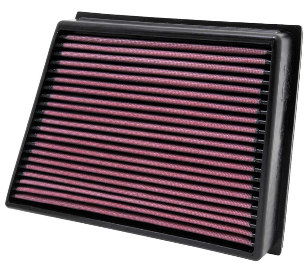 K And N Engineering Air Filter Element - Panel - 13.125 x 9.438 in - 2.063 in Tall - Reusable Cotton - Red - GM